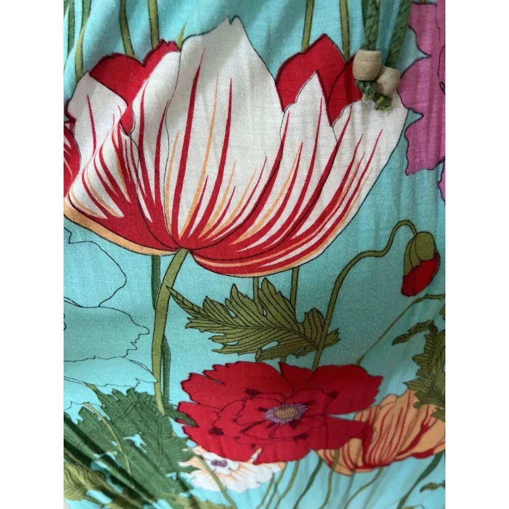 Womens Spaghetti Strap Floral Halter Neck A-Line SunDress by Lani Medium - Picture 5 of 7